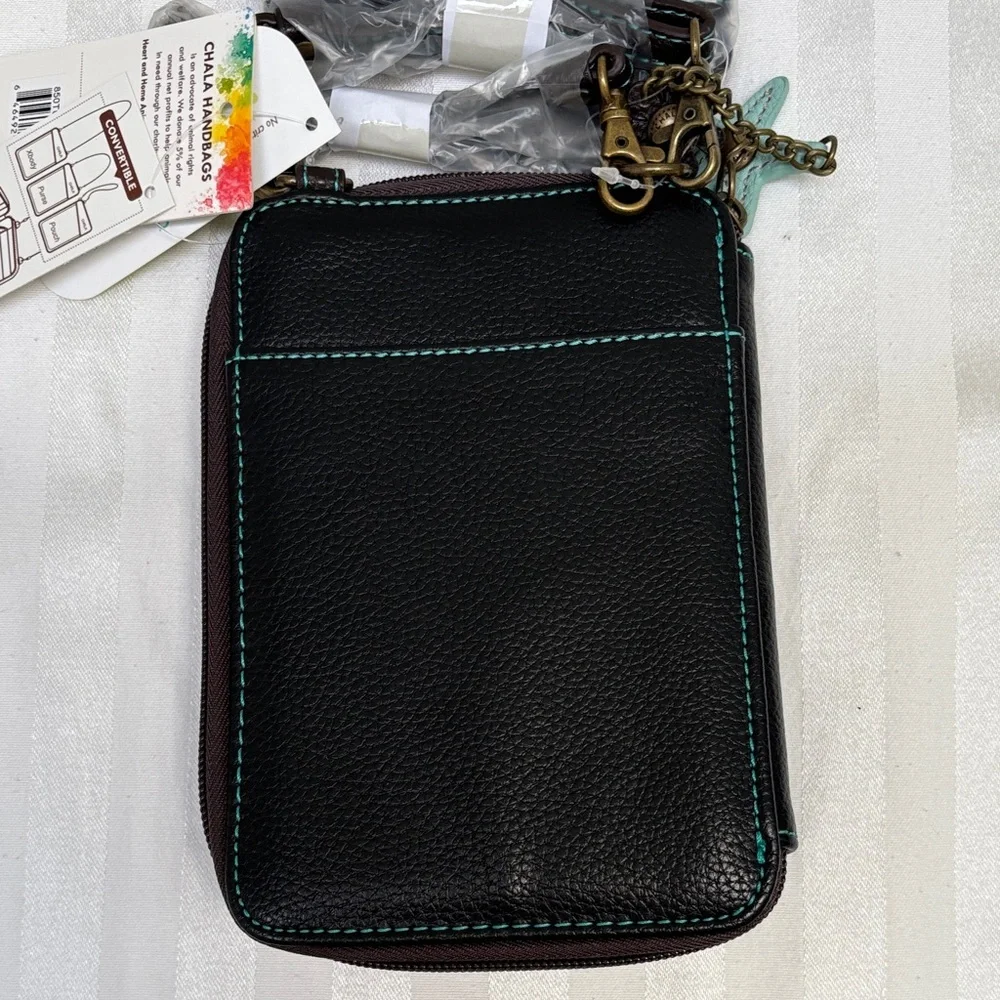 Chala Sea Turtle Brown and Green Crossbody Bag - Picture 7 of 9